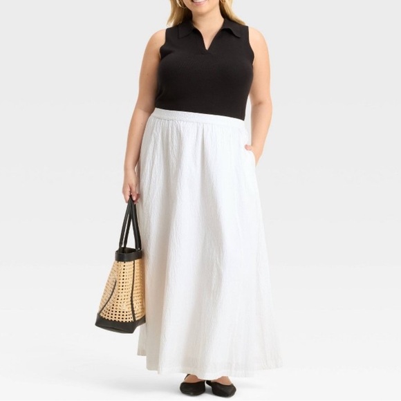 New Day - Women's Maxi Picnic A-Line Skirt - Size 1X White - Picture 12 of 13